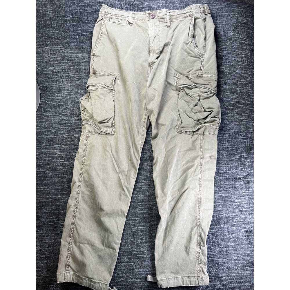 American Eagle Cargo Pants Mens 36x29 Olive Green Flex Straight Leg Utility 0391